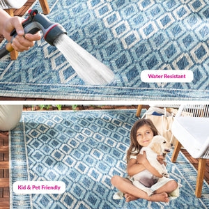 Safavieh Cy Indoor Outdoor Geometric Area Rug - Elegant Navy And Grey Design For Modern Living Spaces Black ,Natural 88% Polypropylene,12% Polyester Cy8531-37321-810