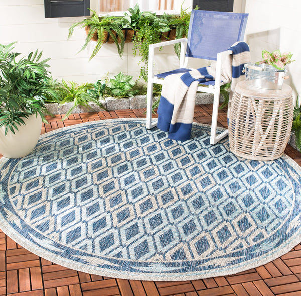 Safavieh Cy Indoor Outdoor Geometric Area Rug - Elegant Navy And Grey Design For Modern Living Spaces Black ,Natural 88% Polypropylene,12% Polyester Cy8531-37321-810