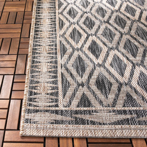 Safavieh Cy Indoor Outdoor Geometric Area Rug - Elegant Navy And Grey Design For Modern Living Spaces Black ,Natural 88% Polypropylene,12% Polyester Cy8531-37321-810