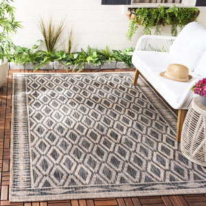 Safavieh Cy Indoor Outdoor Geometric Area Rug - Elegant Navy And Grey Design For Modern Living Spaces Black ,Natural 88% Polypropylene,12% Polyester Cy8531-37321-810