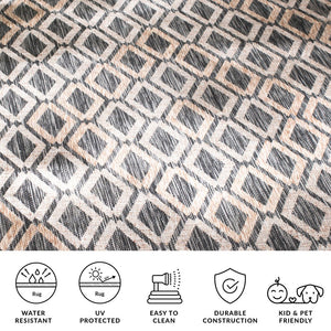 Safavieh Cy Indoor Outdoor Geometric Area Rug - Elegant Navy And Grey Design For Modern Living Spaces Black ,Natural 88% Polypropylene,12% Polyester Cy8531-37321-810