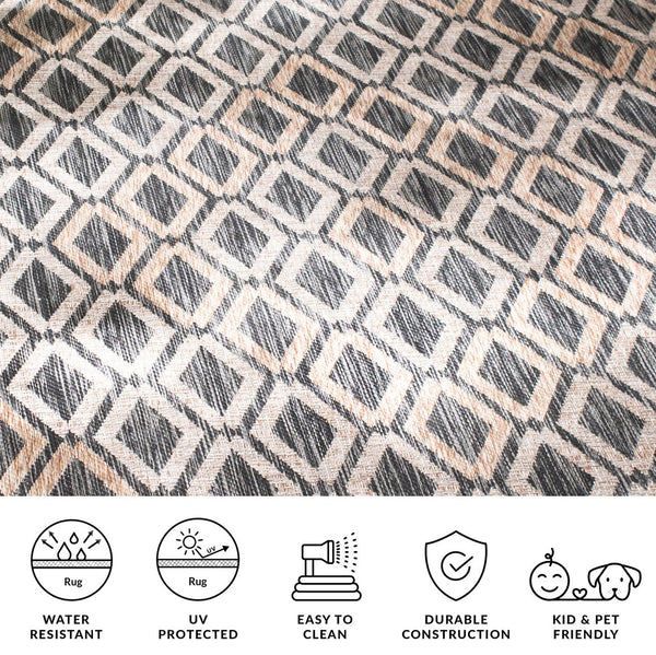 Safavieh Cy Indoor Outdoor Geometric Area Rug - Elegant Navy And Grey Design For Modern Living Spaces Black ,Natural 88% Polypropylene,12% Polyester Cy8531-37321-810