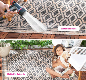 Safavieh Cy Indoor Outdoor Geometric Area Rug - Elegant Navy And Grey Design For Modern Living Spaces Black ,Natural 88% Polypropylene,12% Polyester Cy8531-37321-810