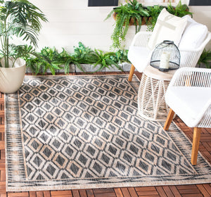 Safavieh Cy Indoor Outdoor Geometric Area Rug - Elegant Navy And Grey Design For Modern Living Spaces Black ,Natural 88% Polypropylene,12% Polyester Cy8531-37321-810