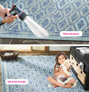 Safavieh Cy Indoor Outdoor Geometric Area Rug - Elegant Navy And Grey Design For Modern Living Spaces Black ,Natural 88% Polypropylene,12% Polyester Cy8531-37321-810