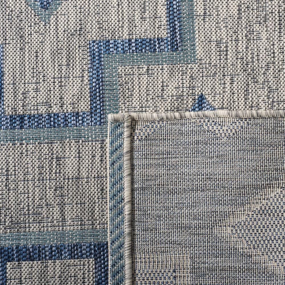 Safavieh Coutyard Stylish Indoor/Outdoor Area Rug In Chic Grey And Aqua With Dynamic Geometric Pattern Navy ,Aqua 88% Polypropylene,12% Polyester Cy8533-39421-4