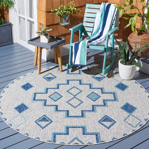 Safavieh Coutyard Stylish Indoor/Outdoor Area Rug In Chic Grey And Aqua With Dynamic Geometric Pattern Navy ,Aqua 88% Polypropylene,12% Polyester Cy8533-39421-4