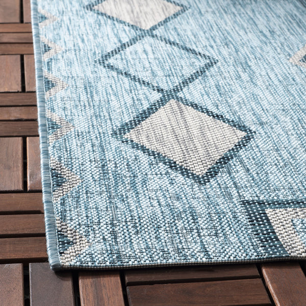 Safavieh Coutyard Stylish Indoor/Outdoor Area Rug In Chic Grey And Aqua With Dynamic Geometric Pattern Navy ,Aqua 88% Polypropylene,12% Polyester Cy8533-39421-4