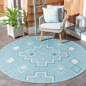 Safavieh Coutyard Stylish Indoor/Outdoor Area Rug In Chic Grey And Aqua With Dynamic Geometric Pattern Navy ,Aqua 88% Polypropylene,12% Polyester Cy8533-39421-4