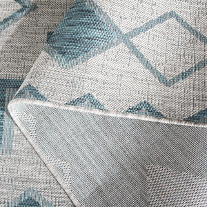 Safavieh Coutyard Stylish Indoor/Outdoor Area Rug In Chic Grey And Aqua With Dynamic Geometric Pattern Navy ,Aqua 88% Polypropylene,12% Polyester Cy8533-39421-4