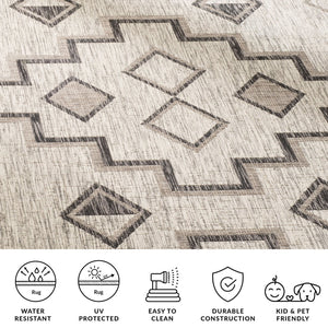 Safavieh Coutyard Stylish Indoor/Outdoor Area Rug In Chic Grey And Aqua With Dynamic Geometric Pattern Navy ,Aqua 88% Polypropylene,12% Polyester Cy8533-39421-4