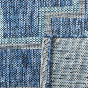 Safavieh Coutyard Stylish Indoor/Outdoor Area Rug In Chic Grey And Aqua With Dynamic Geometric Pattern Navy ,Aqua 88% Polypropylene,12% Polyester Cy8533-39421-4