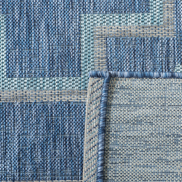 Safavieh Coutyard Stylish Indoor/Outdoor Area Rug In Chic Grey And Aqua With Dynamic Geometric Pattern Navy ,Aqua 88% Polypropylene,12% Polyester Cy8533-39421-4