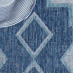 Safavieh Coutyard Stylish Indoor/Outdoor Area Rug In Chic Grey And Aqua With Dynamic Geometric Pattern Navy ,Aqua 88% Polypropylene,12% Polyester Cy8533-39421-4