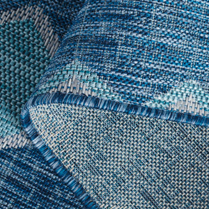 Safavieh Coutyard Stylish Indoor/Outdoor Area Rug In Chic Grey And Aqua With Dynamic Geometric Pattern Navy ,Aqua 88% Polypropylene,12% Polyester Cy8533-39421-4