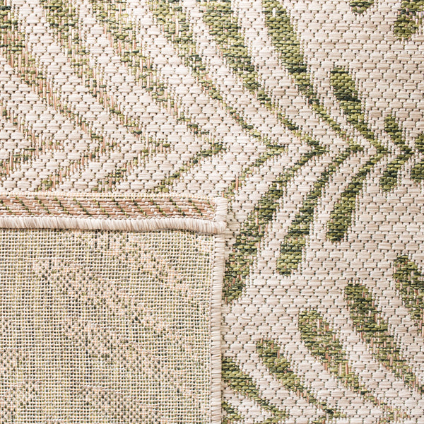 Safavieh Courtyard Elegant Botanical Area Rug - Versatile Indoor/Outdoor Floor Covering For Cozy Spaces Beige ,Green 88% Polypropylene,12% Polyester Cy8545-37912-7r