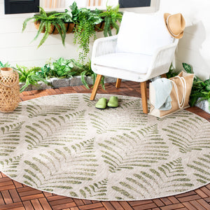 Safavieh Courtyard Elegant Botanical Area Rug - Versatile Indoor/Outdoor Floor Covering For Cozy Spaces Beige ,Green 88% Polypropylene,12% Polyester Cy8545-37912-7r