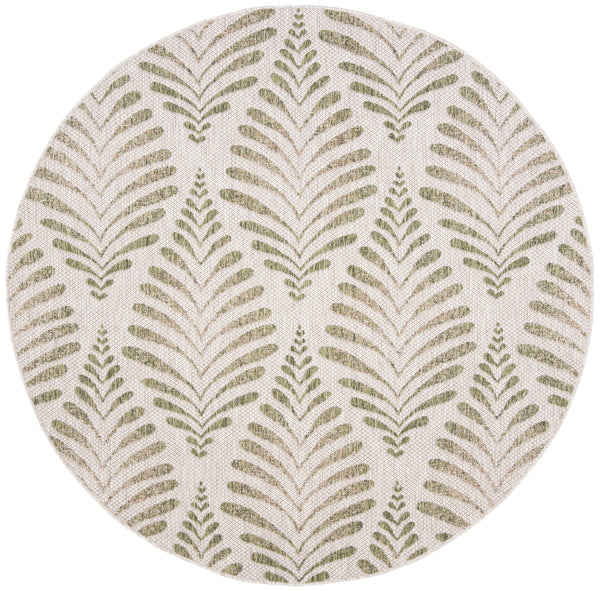 Safavieh Courtyard Elegant Botanical Area Rug - Versatile Indoor/Outdoor Floor Covering For Cozy Spaces Beige ,Green 88% Polypropylene,12% Polyester Cy8545-37912-7r