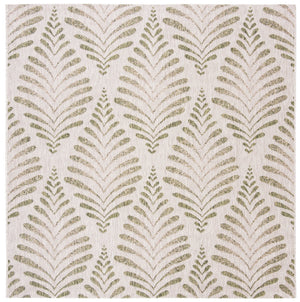 Safavieh Courtyard Elegant Botanical Area Rug - Versatile Indoor/Outdoor Floor Covering For Cozy Spaces Beige ,Green 88% Polypropylene,12% Polyester Cy8545-37912-7r