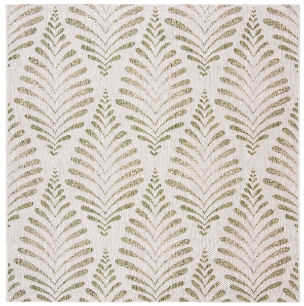 Safavieh Courtyard Elegant Botanical Area Rug - Versatile Indoor/Outdoor Floor Covering For Cozy Spaces Beige ,Green 88% Polypropylene,12% Polyester Cy8545-37912-7r