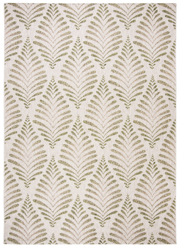 Safavieh Courtyard Elegant Botanical Area Rug - Versatile Indoor/Outdoor Floor Covering For Cozy Spaces Beige ,Green 88% Polypropylene,12% Polyester Cy8545-37912-7r