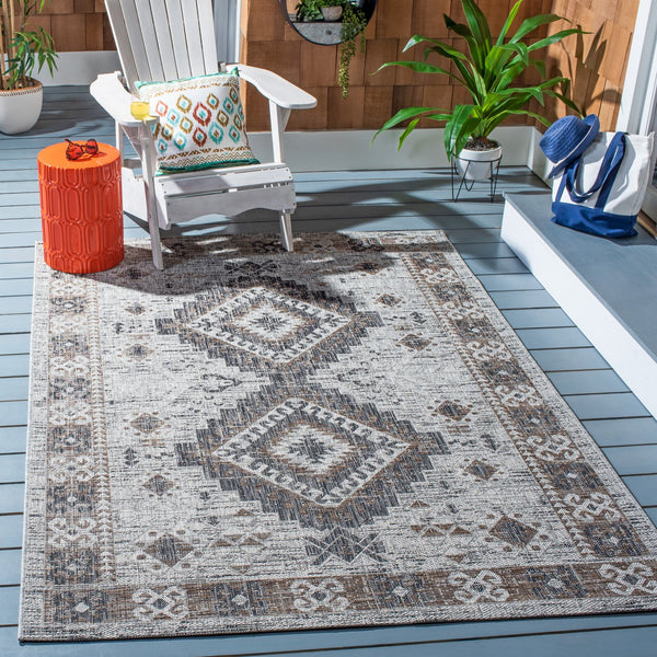 Safavieh Courtyard Elegant Indoor/Outdoor Area Rug - Timeless Design, Durable & Easy To Clean For Any Home Light Grey ,Light Beige 85.4% Polypropylene,10.4% Polyester,4.2% Latex Cy8546-37613-6