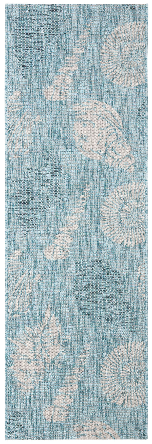 Safavieh Courtyard Stunning Indoor/Outdoor Area Rug – Serene Aqua & Cream Botanical Design For Home Elevation Aqua ,Cream 88% Polypropylene,12% Polyester Cy8547-37121-7r