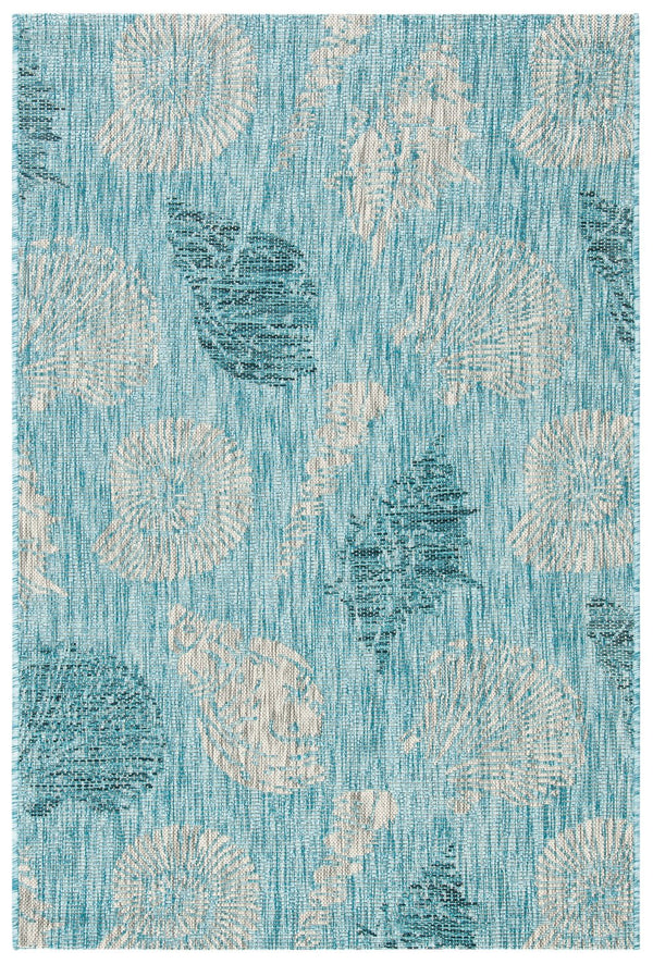 Safavieh Courtyard Stunning Indoor/Outdoor Area Rug – Serene Aqua & Cream Botanical Design For Home Elevation Aqua ,Cream 88% Polypropylene,12% Polyester Cy8547-37121-7r