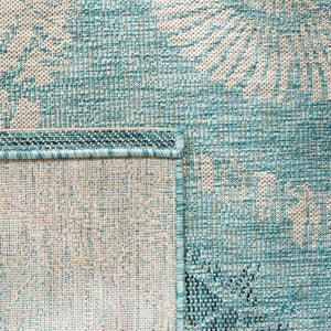 Safavieh Courtyard Stunning Indoor/Outdoor Area Rug – Serene Aqua & Cream Botanical Design For Home Elevation Aqua ,Cream 88% Polypropylene,12% Polyester Cy8547-37121-7r