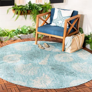 Safavieh Courtyard Stunning Indoor/Outdoor Area Rug – Serene Aqua & Cream Botanical Design For Home Elevation Aqua ,Cream 88% Polypropylene,12% Polyester Cy8547-37121-7r