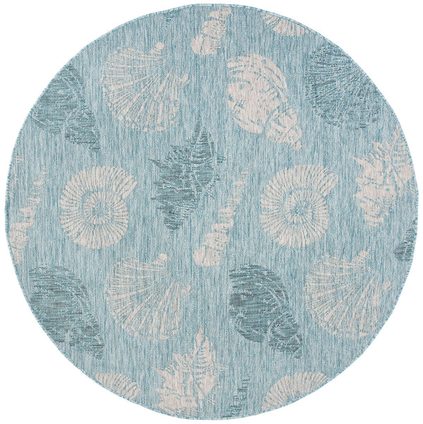Safavieh Courtyard Stunning Indoor/Outdoor Area Rug – Serene Aqua & Cream Botanical Design For Home Elevation Aqua ,Cream 88% Polypropylene,12% Polyester Cy8547-37121-7r