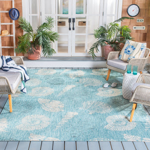 Safavieh Courtyard Stunning Indoor/Outdoor Area Rug – Serene Aqua & Cream Botanical Design For Home Elevation Aqua ,Cream 88% Polypropylene,12% Polyester Cy8547-37121-7r