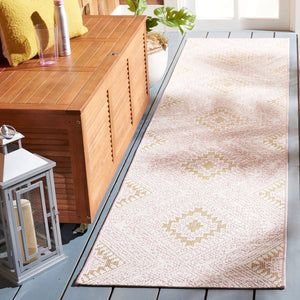 Safavieh Courtyard Exquisite Geometric Area Rug - Elegant Pink And Gold Design For Modern Living Spaces Pink ,Gold 88% Polypropylene,12% Polyester Cy8548-56221-4