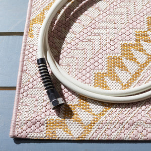 Safavieh Courtyard Exquisite Geometric Area Rug - Elegant Pink And Gold Design For Modern Living Spaces Pink ,Gold 88% Polypropylene,12% Polyester Cy8548-56221-4