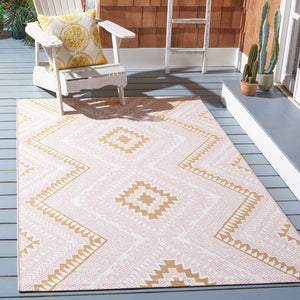 Safavieh Courtyard Exquisite Geometric Area Rug - Elegant Pink And Gold Design For Modern Living Spaces Pink ,Gold 88% Polypropylene,12% Polyester Cy8548-56221-4