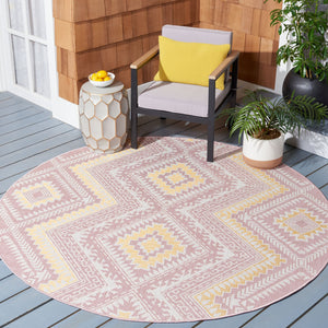 Safavieh Courtyard Exquisite Geometric Area Rug - Elegant Pink And Gold Design For Modern Living Spaces Pink ,Gold 88% Polypropylene,12% Polyester Cy8548-56221-4