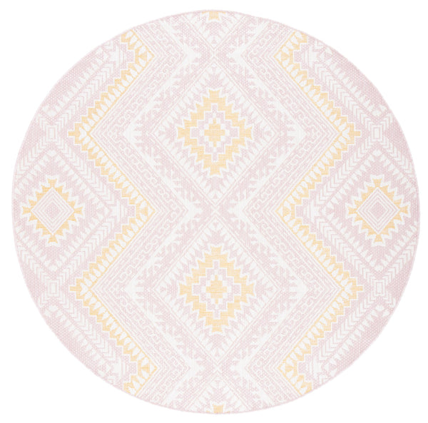 Safavieh Courtyard Exquisite Geometric Area Rug - Elegant Pink And Gold Design For Modern Living Spaces Pink ,Gold 88% Polypropylene,12% Polyester Cy8548-56221-4