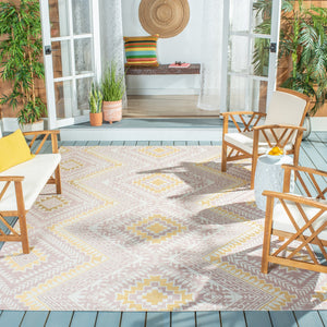 Safavieh Courtyard Exquisite Geometric Area Rug - Elegant Pink And Gold Design For Modern Living Spaces Pink ,Gold 88% Polypropylene,12% Polyester Cy8548-56221-4