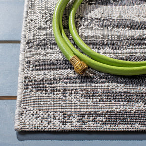 Safavieh Courtyard Stylish Abstract Area Rug - Durable Power Loomed Design For Indoor/Outdoor Spaces Grey ,Black 85.4% Polypropylene,10.4% Polyester,4.2% Latex Cy8551-37612-4