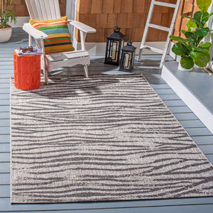 Safavieh Courtyard Stylish Abstract Area Rug - Durable Power Loomed Design For Indoor/Outdoor Spaces Grey ,Black 85.4% Polypropylene,10.4% Polyester,4.2% Latex Cy8551-37612-4