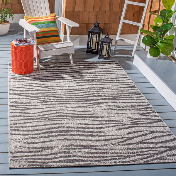 Safavieh Courtyard Stylish Abstract Area Rug - Durable Power Loomed Design For Indoor/Outdoor Spaces Grey ,Black 85.4% Polypropylene,10.4% Polyester,4.2% Latex Cy8551-37612-4