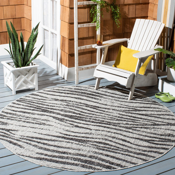 Safavieh Courtyard Stylish Abstract Area Rug - Durable Power Loomed Design For Indoor/Outdoor Spaces Grey ,Black 85.4% Polypropylene,10.4% Polyester,4.2% Latex Cy8551-37612-4