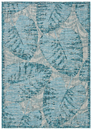 Safavieh Courtyard Elegant Tropical Leaf Area Rug - Durable Indoor/Outdoor Design For Modern Spaces Grey ,Aqua 88% Polypropylene,12% Polyester Cy8556-37212-810