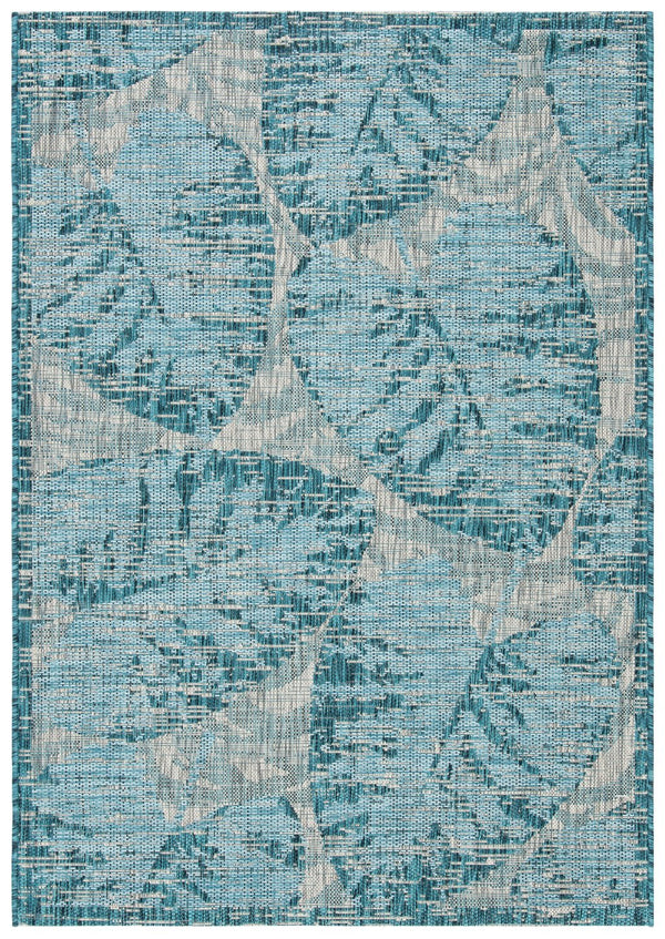 Safavieh Courtyard Elegant Tropical Leaf Area Rug - Durable Indoor/Outdoor Design For Modern Spaces Grey ,Aqua 88% Polypropylene,12% Polyester Cy8556-37212-810