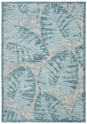 Safavieh Courtyard Elegant Tropical Leaf Area Rug - Durable Indoor/Outdoor Design For Modern Spaces Grey ,Aqua 88% Polypropylene,12% Polyester Cy8556-37212-810