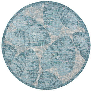 Safavieh Courtyard Elegant Tropical Leaf Area Rug - Durable Indoor/Outdoor Design For Modern Spaces Grey ,Aqua 88% Polypropylene,12% Polyester Cy8556-37212-810