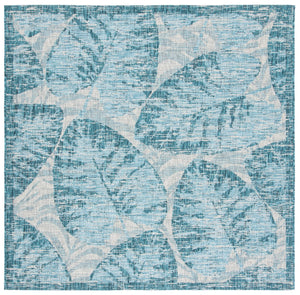 Safavieh Courtyard Elegant Tropical Leaf Area Rug - Durable Indoor/Outdoor Design For Modern Spaces Grey ,Aqua 88% Polypropylene,12% Polyester Cy8556-37212-810