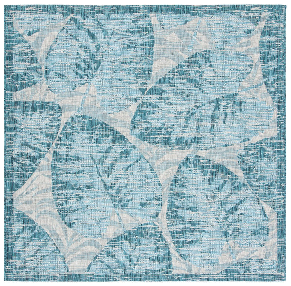 Safavieh Courtyard Elegant Tropical Leaf Area Rug - Durable Indoor/Outdoor Design For Modern Spaces Grey ,Aqua 88% Polypropylene,12% Polyester Cy8556-37212-810
