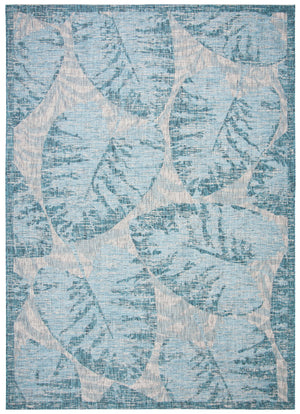 Safavieh Courtyard Elegant Tropical Leaf Area Rug - Durable Indoor/Outdoor Design For Modern Spaces Grey ,Aqua 88% Polypropylene,12% Polyester Cy8556-37212-810