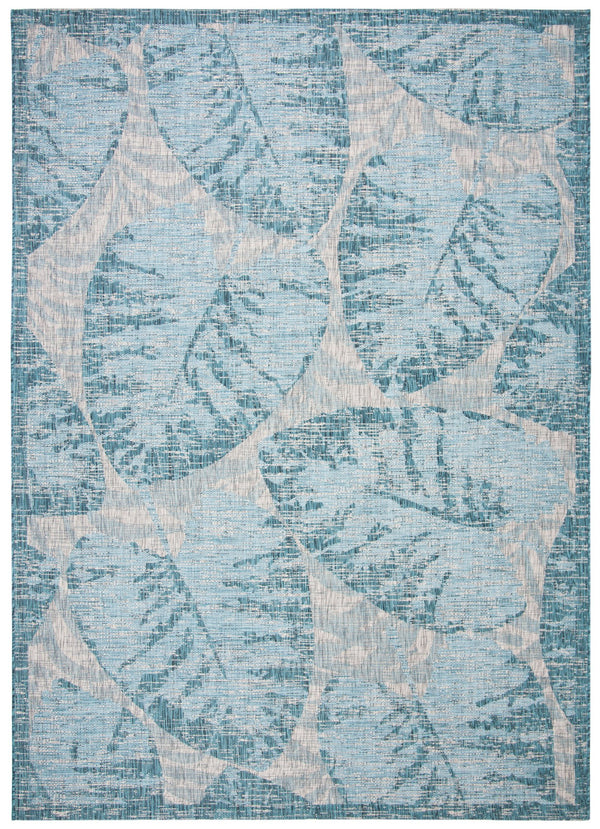 Safavieh Courtyard Elegant Tropical Leaf Area Rug - Durable Indoor/Outdoor Design For Modern Spaces Grey ,Aqua 88% Polypropylene,12% Polyester Cy8556-37212-810